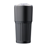 Bicchiere take away in acciaio inox riciclato e tappo scorrevole 500ml color nero prima vista