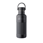 Borraccia in acciaio inox riciclato con tappo e manico da 500ml color nero vista area di stampa