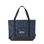Borsa a tracolla impermeabile con scomparto frontale color blu vista area di stampa