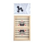Gioco da tavolo air hockey in legno con 10 pedine rotonde terza vista