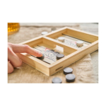 Gioco da tavolo air hockey in legno con 10 pedine rotonde nona vista