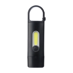 Torcia tascabile COB con 3 modalità di illuminazione e moschettone color nero prima vista