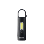 Torcia tascabile COB con 3 modalità di illuminazione e moschettone color nero vista area di stampa