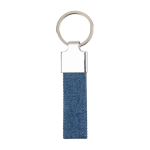 Portachiavi rettangolare in zinco personalizzabile con tessuto denim color blu prima vista
