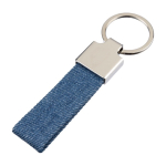 Portachiavi rettangolare in zinco personalizzabile con tessuto denim prima vista