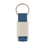 Portachiavi in zinco personalizzabile con dettaglio in denim color blu prima vista