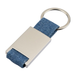 Portachiavi in zinco personalizzabile con dettaglio in denim prima vista