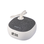Altoparlante wireless con rivestimento in tessuto RPET e cordino 3W color bianco vista area di stampa