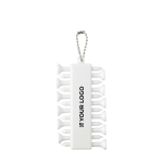 Set di 12 tee da golf in plastica riciclata con cordino in metallo color bianco vista area di stampa