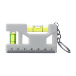 Portachiavi con livella a bolla doppia magnetica con righello da 7 cm color bianco prima vista