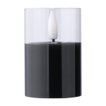 Candela LED con effetto fiamma realistica in barattolo di vetro color nero prima vista