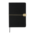 Taccuino in feltro riciclato con chiusura elastica, pagine a righe A5 color nero prima vista