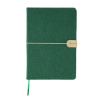 Taccuino in feltro riciclato con chiusura elastica, pagine a righe A5 color verde prima vista