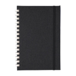 Taccuino in RPET con spirale in cartone bianco e pagine a righe A5 color nero prima vista
