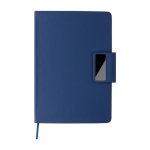 Taccuino A5 in PU riciclato con pagine a righe e penna inchiostro blu color blu prima vista