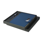 Taccuino A5 in PU riciclato con pagine a righe e penna inchiostro blu decima vista