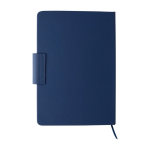 Taccuino A5 in PU riciclato con pagine a righe e penna inchiostro blu terza vista