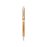 Penna in bambù naturale con clip in metallo e inchiostro blu vista principale