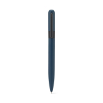 Penna nera in metallo riciclato con clip e design arrotondato color blu prima vista