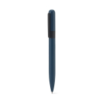 Penna nera in metallo riciclato con clip e design arrotondato color blu