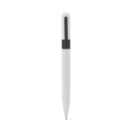 Penna nera in metallo riciclato con clip e design arrotondato color bianco prima vista