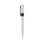 Penna nera in metallo riciclato con clip e design arrotondato color bianco seconda vista