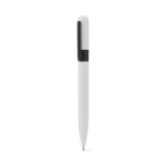 Penna nera in metallo riciclato con clip e design arrotondato color bianco