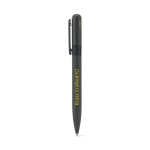 Penna nera in metallo riciclato con clip e design arrotondato color titanio immagine con logo 3