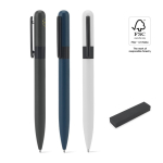 Penna nera in metallo riciclato con clip e design arrotondato vari colori