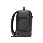 Zaino in poliestere riciclato con dimensioni per compagnie aeree 14” color grigio scuro terza vista