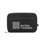 Organizer per accessori tecnologici in poliestere riciclato color nero immagine con logo 2