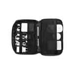 Organizer per accessori tecnologici in poliestere riciclato color nero settima vista