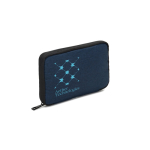 Organizer in poliestere riciclato per accessori tech color blu immagine con logo