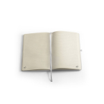 Taccuino A5 eco in poliestere riciclato con portapenne pagine a righe color bianco terza vista