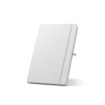 Taccuino A5 eco in poliestere riciclato con portapenne pagine a righe color bianco
