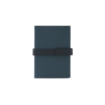 Blocco note A5 in PU riciclato con pagine a righe e pagine neutre color blu prima vista