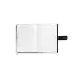 Blocco note A5 in PU riciclato con pagine a righe e pagine neutre color blu decima vista
