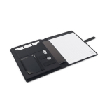 Portadocumenti A4 con blocco note e chiusura magnetica pagine a righe color blu ottava vista