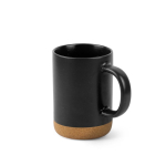 Tazza in ceramica con base in sughero rimovibile e finitura opaca 320ml color nero
