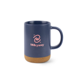 Tazza in ceramica con base in sughero rimovibile e finitura opaca 320ml color blu mare immagine con logo 2