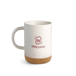 Tazza in ceramica con base in sughero rimovibile e finitura opaca 320ml color bianco sporco immagine con logo