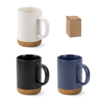 Tazza in ceramica con base in sughero rimovibile e finitura opaca 320ml vari colori