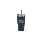 Bicchiere takeaway in acciaio riciclato a doppia parete 600ml color blu mare immagine con logo