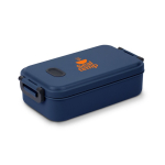 Lunch box in plastica con coperchio resistente da 900 ml color blu mare immagine con logo