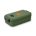 Lunch box in plastica con coperchio resistente da 900 ml color verde militare immagine con logo