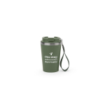 Bicchiere takeaway in acciaio riciclato con isolamento sottovuoto 460ml color verde militare immagine con logo
