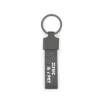 Portachiavi rettangolare in metallo e PET riciclato con anello color grigio scuro immagine con logo 2