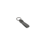 Portachiavi rettangolare in metallo e PET riciclato con anello color grigio scuro