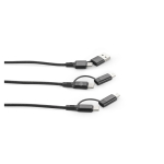 Cavo USB 6 in 1 ultra veloce in alluminio e PET riciclato color nero seconda vista