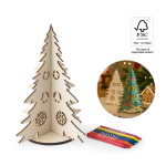 Albero di Natale pieghevole in legno naturale FSC™ da colorare vari colori